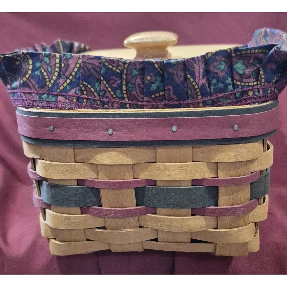 Vintage 1996 Longaberger Father's Day Address Basket Combo Lid Liner EUC